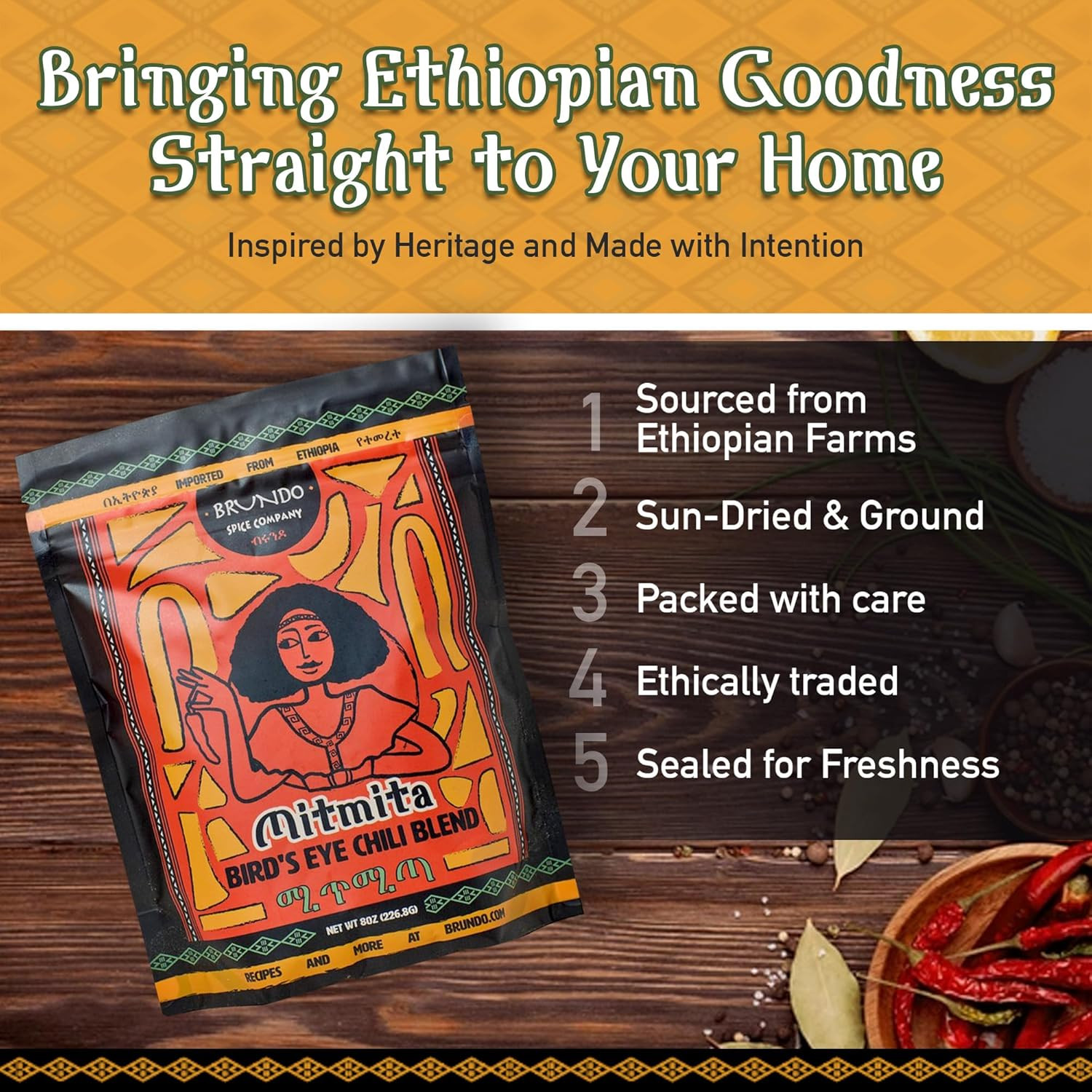 Mitmita | Imported Authentic Ethiopian Spice Blend with Bird’S Eye Chili Pepper