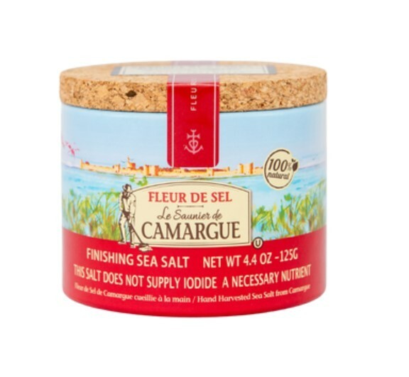 Le Saunier de Camargue, French Fleur de Sel, Round Box with Cork Lid, 4.4 oz