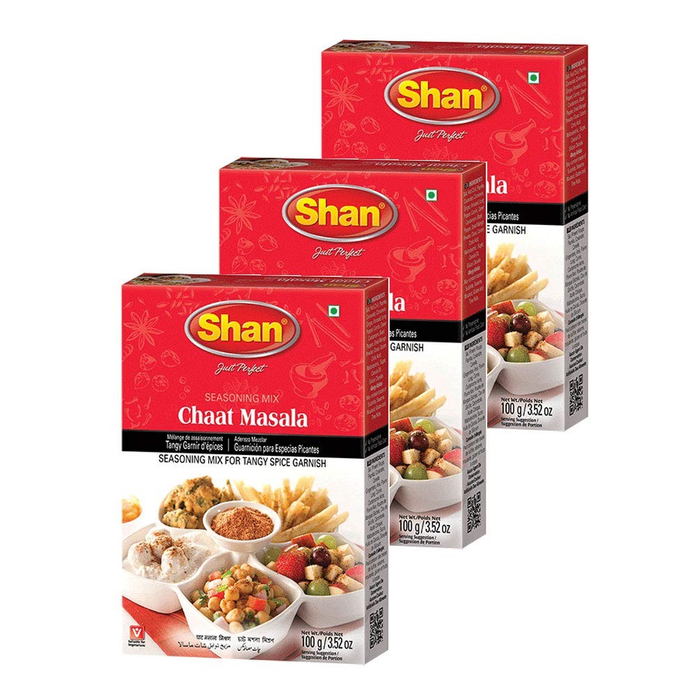 Shan – Chaat Masala Seasoning Mix (100g) – Spice Packets for Tangy Pack of 3