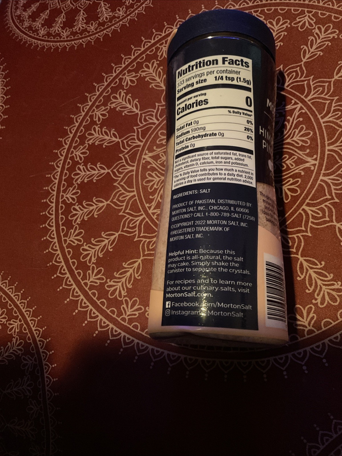 Morton Himalayan Pink Salt Crystals Fine Culinary Salt for Cooking 17.6 oz