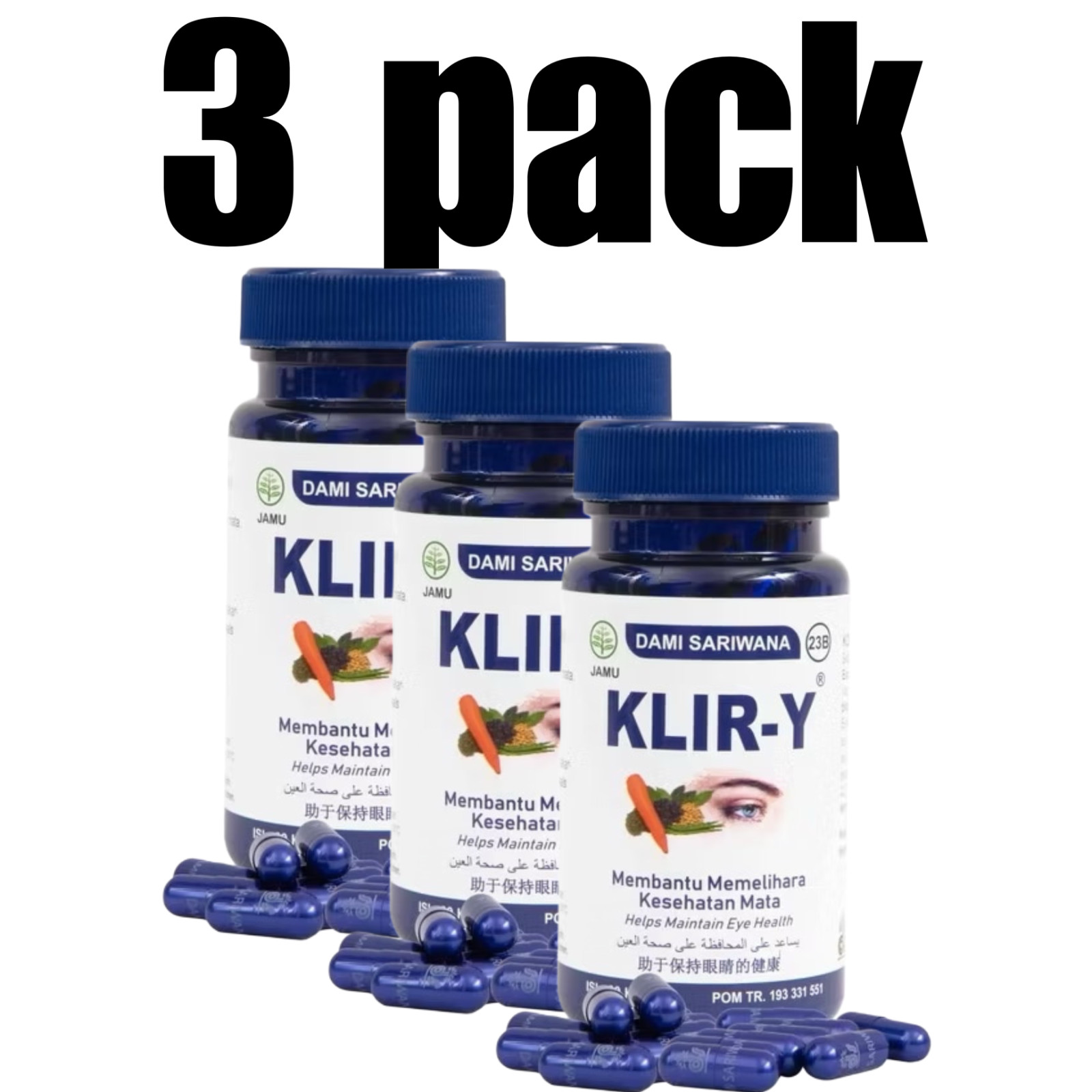 3x KLIR Y 60 Caps Natural Organic Herbs Spices Fresh Pure Hygienic Premium