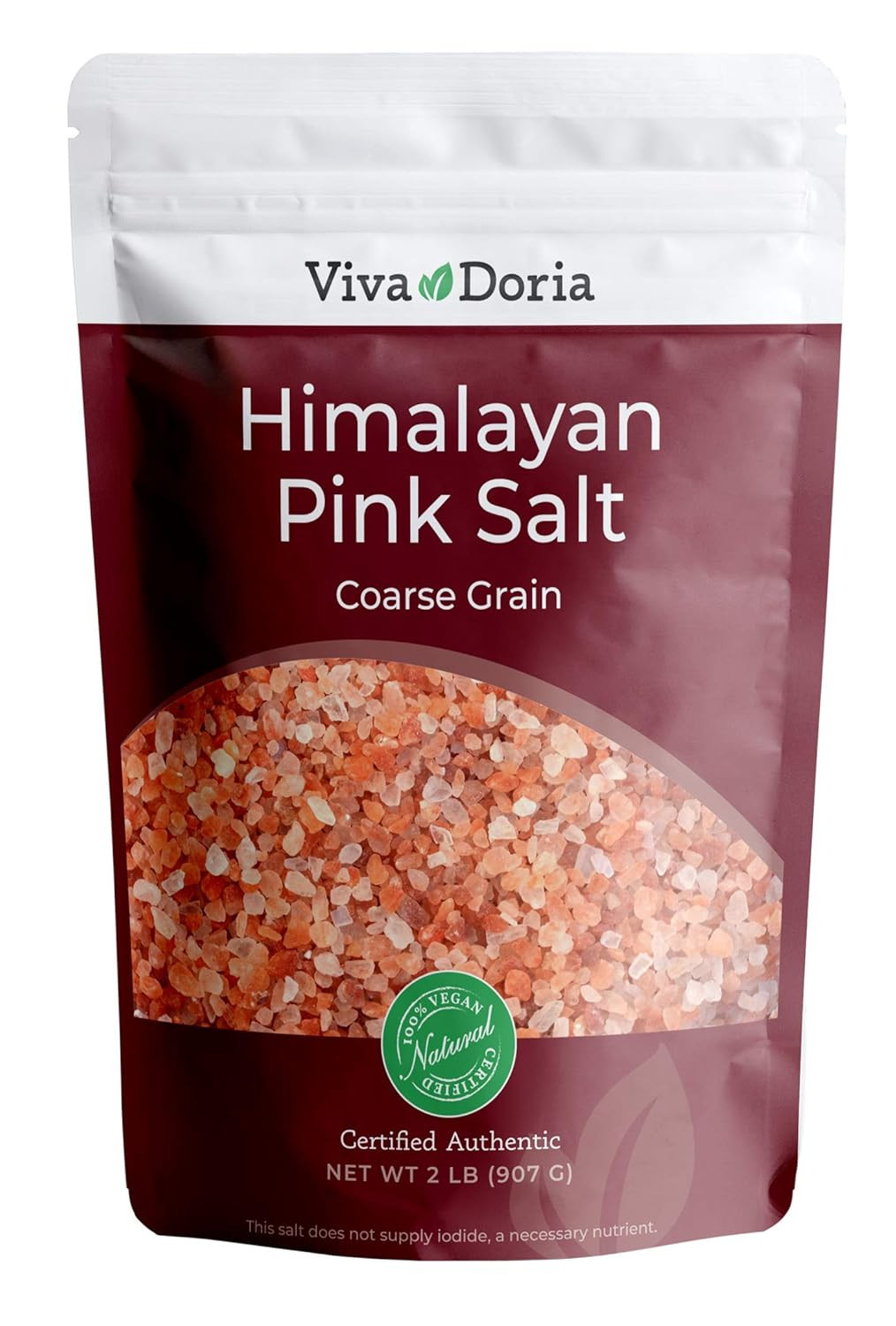 Himalayan Pink Salt, Coarse Grain, Certified Authentic, 2 Lb (907 G) for Grinder