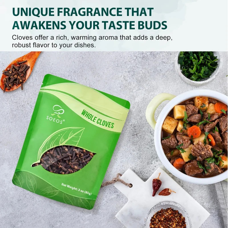 Soeos Whole Cloves, 3 Oz (85G), Premium Quality Whole Cloves for Cooking, Baking