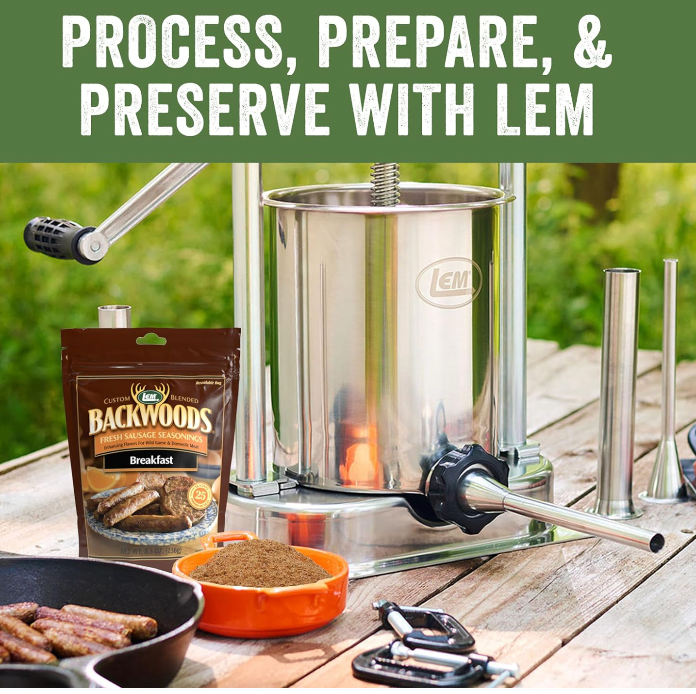 LEM Backwoods Breakfast Fresh Sausage Seasoning, Seasons 5 Pounds of Meat