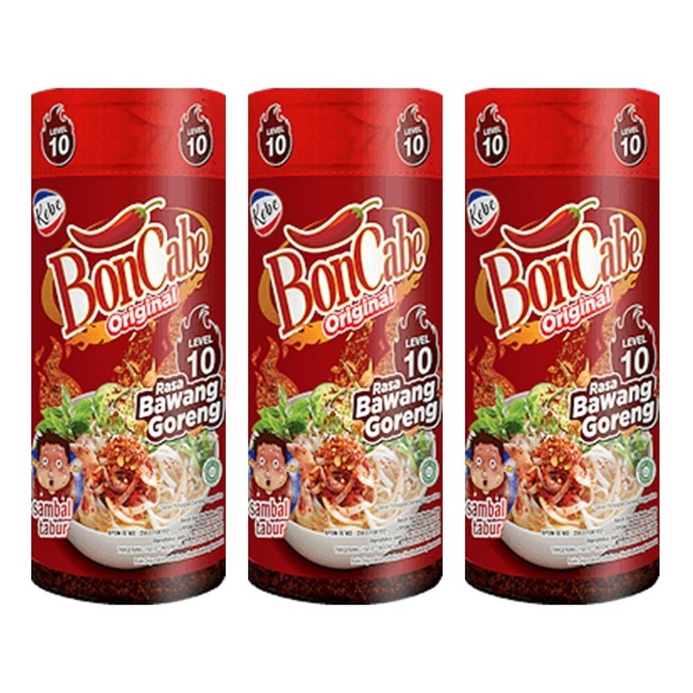 Bon Cabe Sambal Tabur Spicy Chili Sprinkle Level 10 Rasa Bawang Goreng Pack of 3