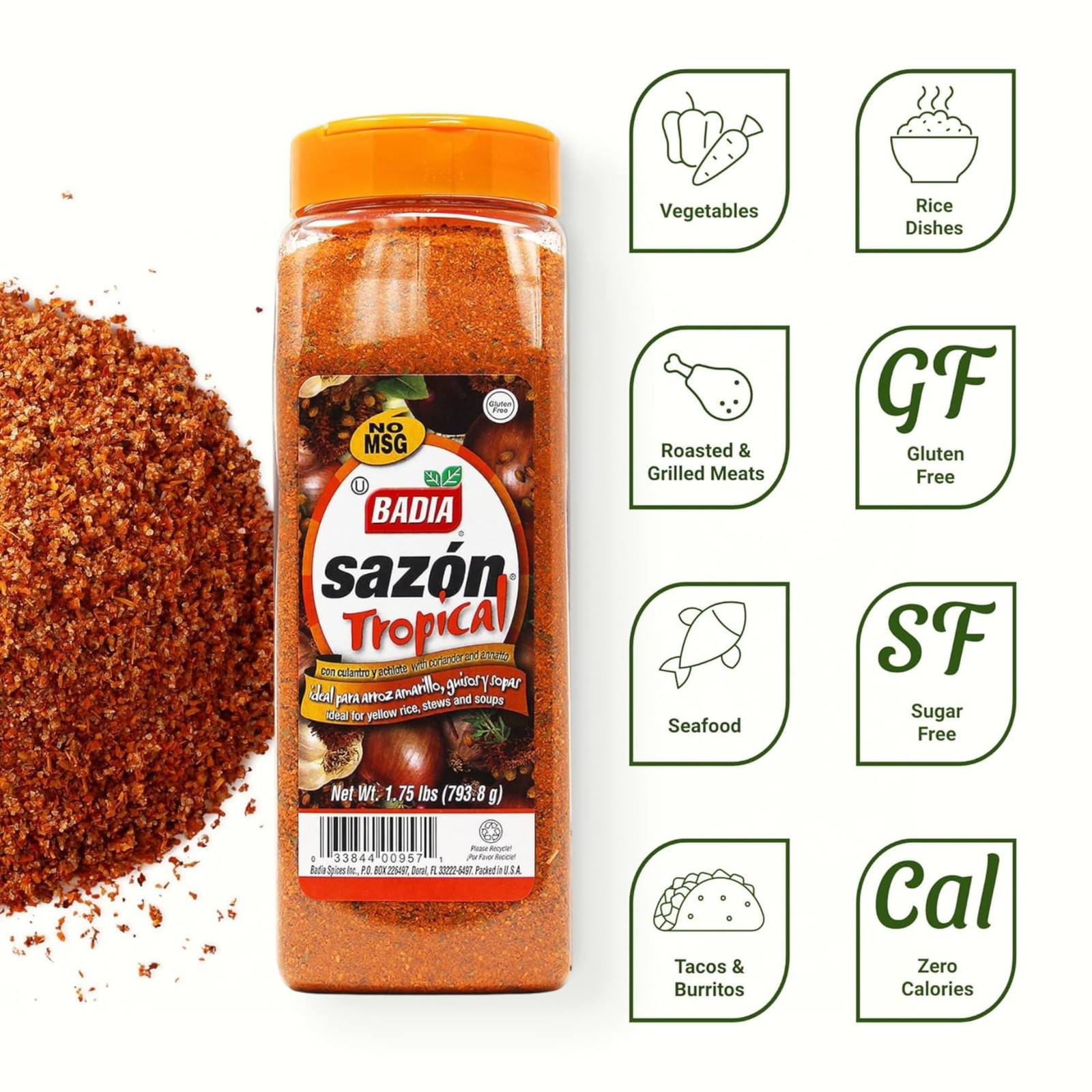 Sazon Tropical Seasoning with Coriander & Annatto, 28 oz – Gluten Free Flavor