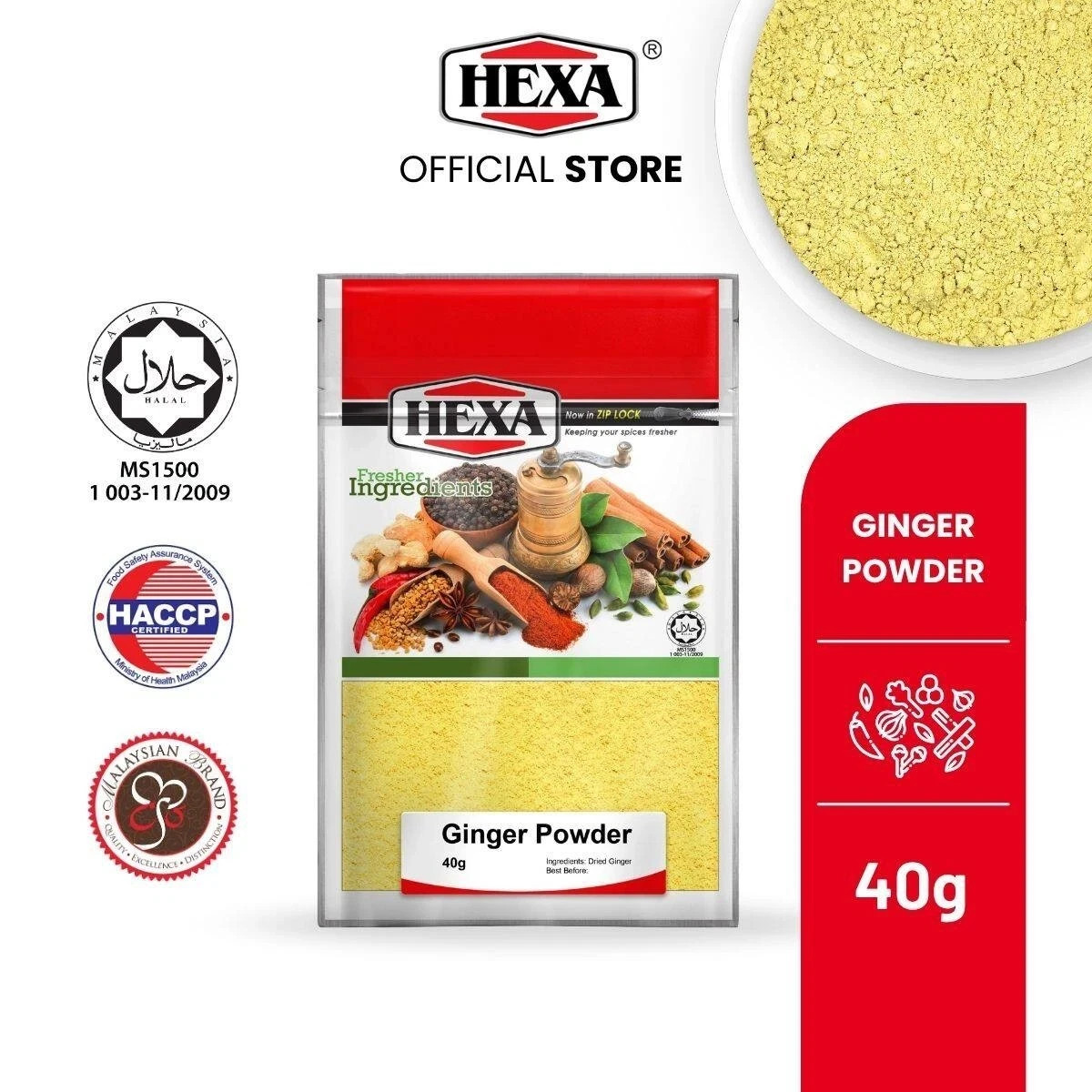 HEXA Ginger Powder 40gm Serbuk Halia