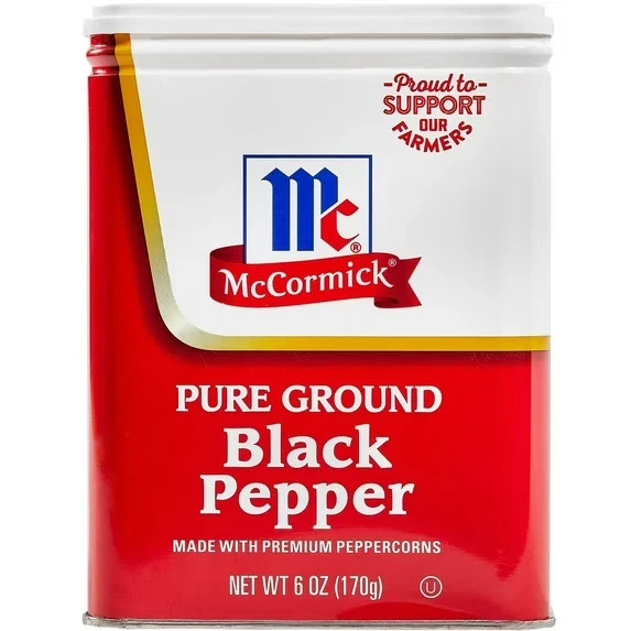 Pure Ground Black Pepper Seasoning Spice 6 Oz Can Fine Ground Kitchen Pantry
