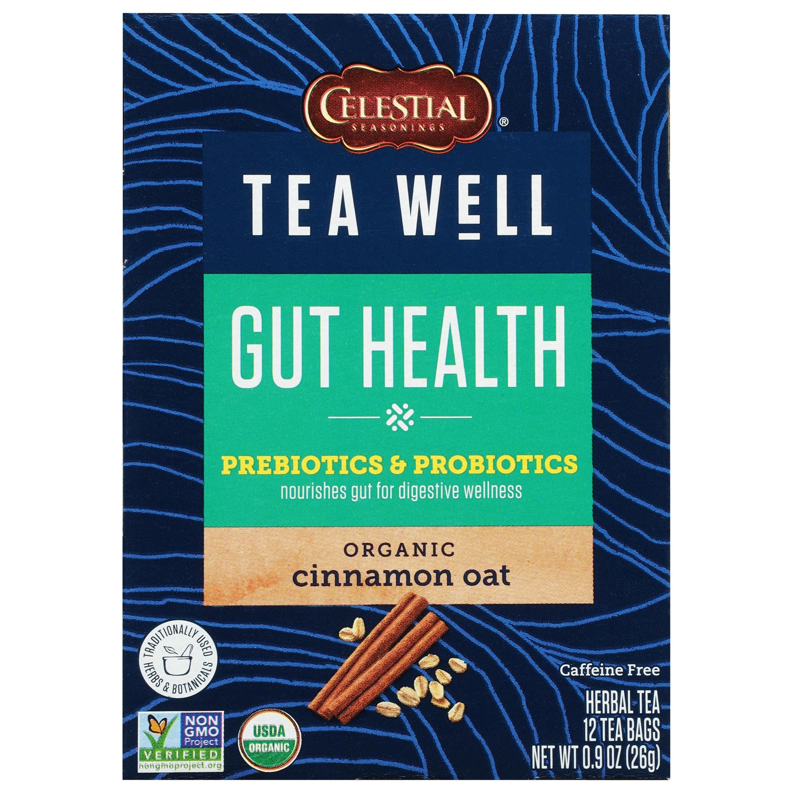 Celestial Seasonings TeaWell Herbal Tea, Gut Health, 12 Count (Pack of 1)