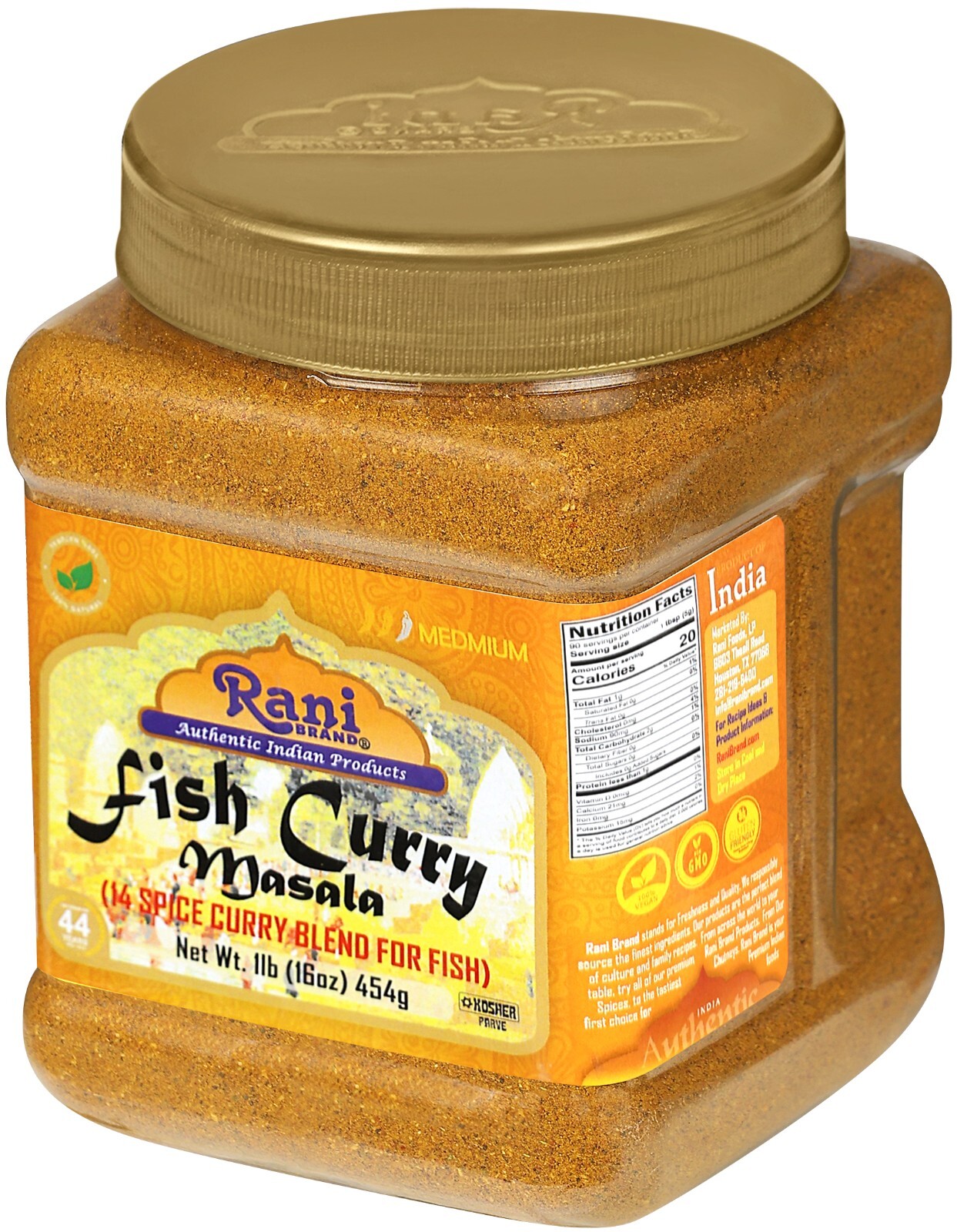 Rani Fish Curry Masala (14-Spice Curry Blend for Fish) 16oz (1lb) 454g PET Jar