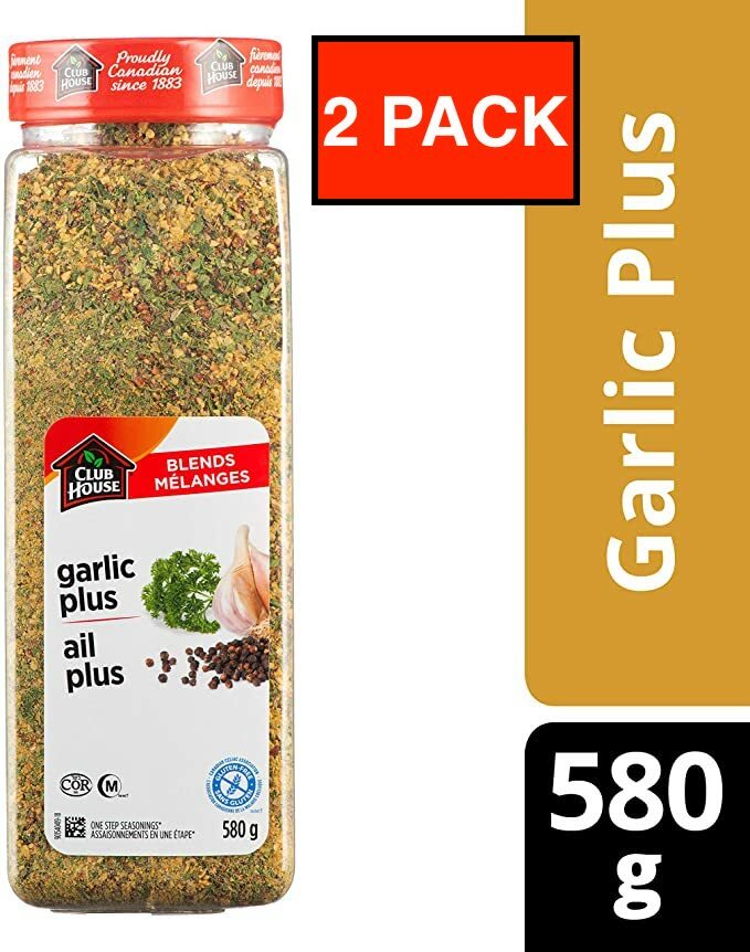 CLUB HOUSE Blends Garlic Plus One Step Seasoning 2X580g FRESH CANADA 2 PACK