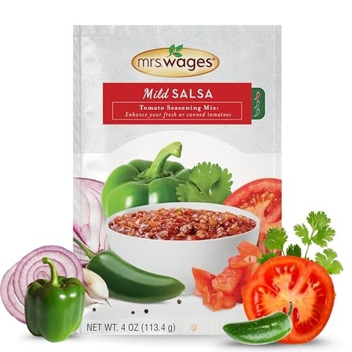 Mild Salsa Canning Mix – Easy Homemade Salsa, Mild Spice, 4 oz Packet, 12 Pack
