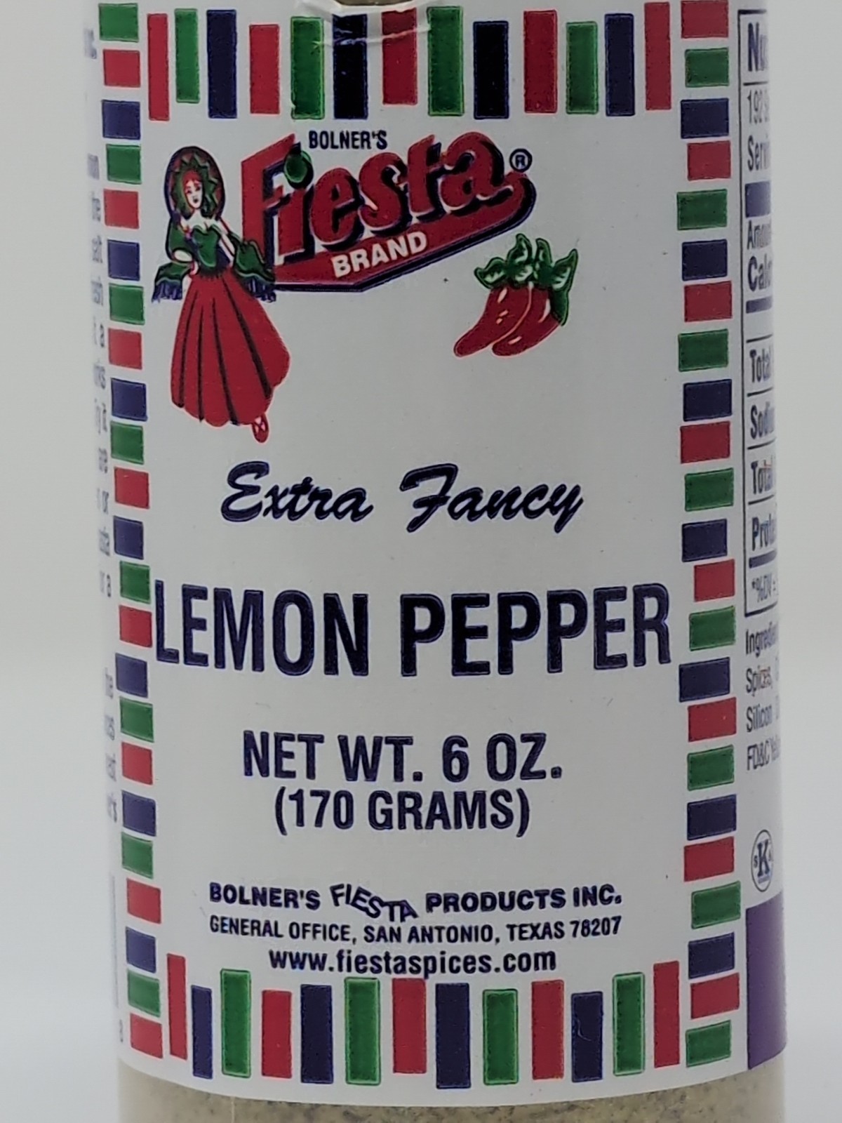 Bolner’s Fiesta Extra Fancy Lemon Pepper 6 Ounce Plastic Shaker