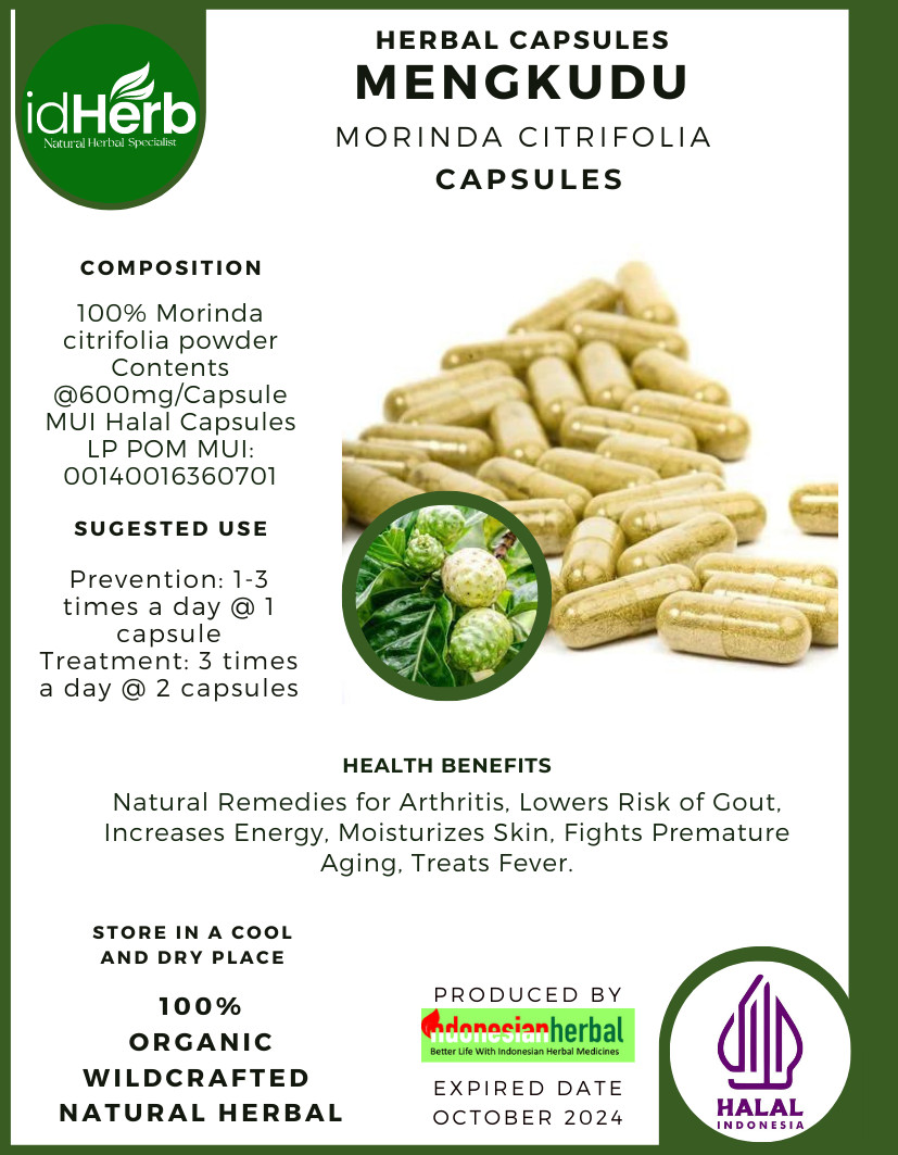 {idHerb} CAPSULE MENGKUDU – MORINDA CITRIFOLIA NATURAL ORGANIC HERBAL FRESH