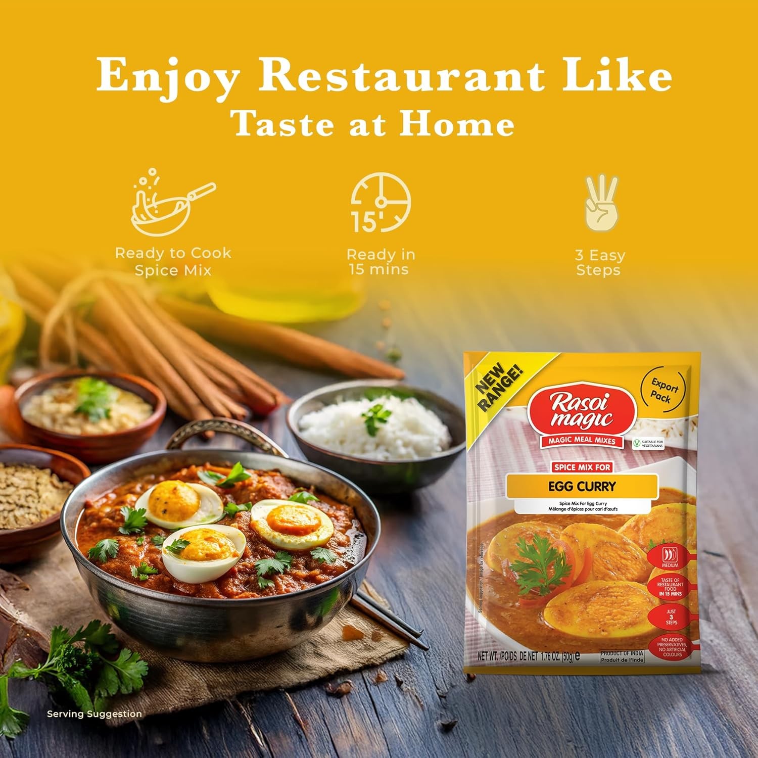 Rasoi Magic Spice Mix for Egg Curry Masala 50g (Pack of 3) Ready in 15 Min