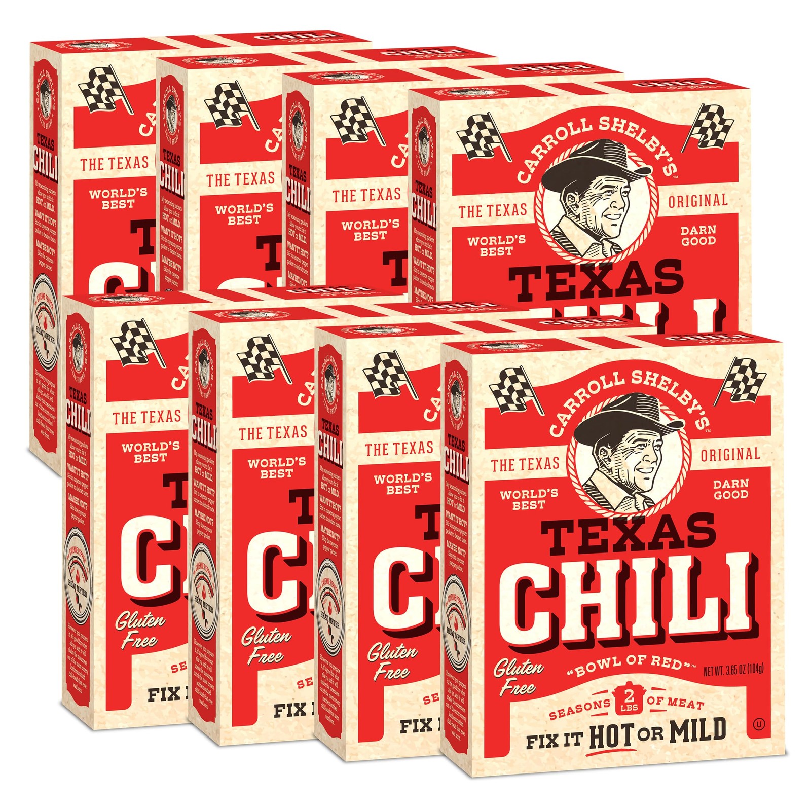 Carroll Shelby’s Original Texas Brand Chili Kit 3.65oz Box Pack of 8
