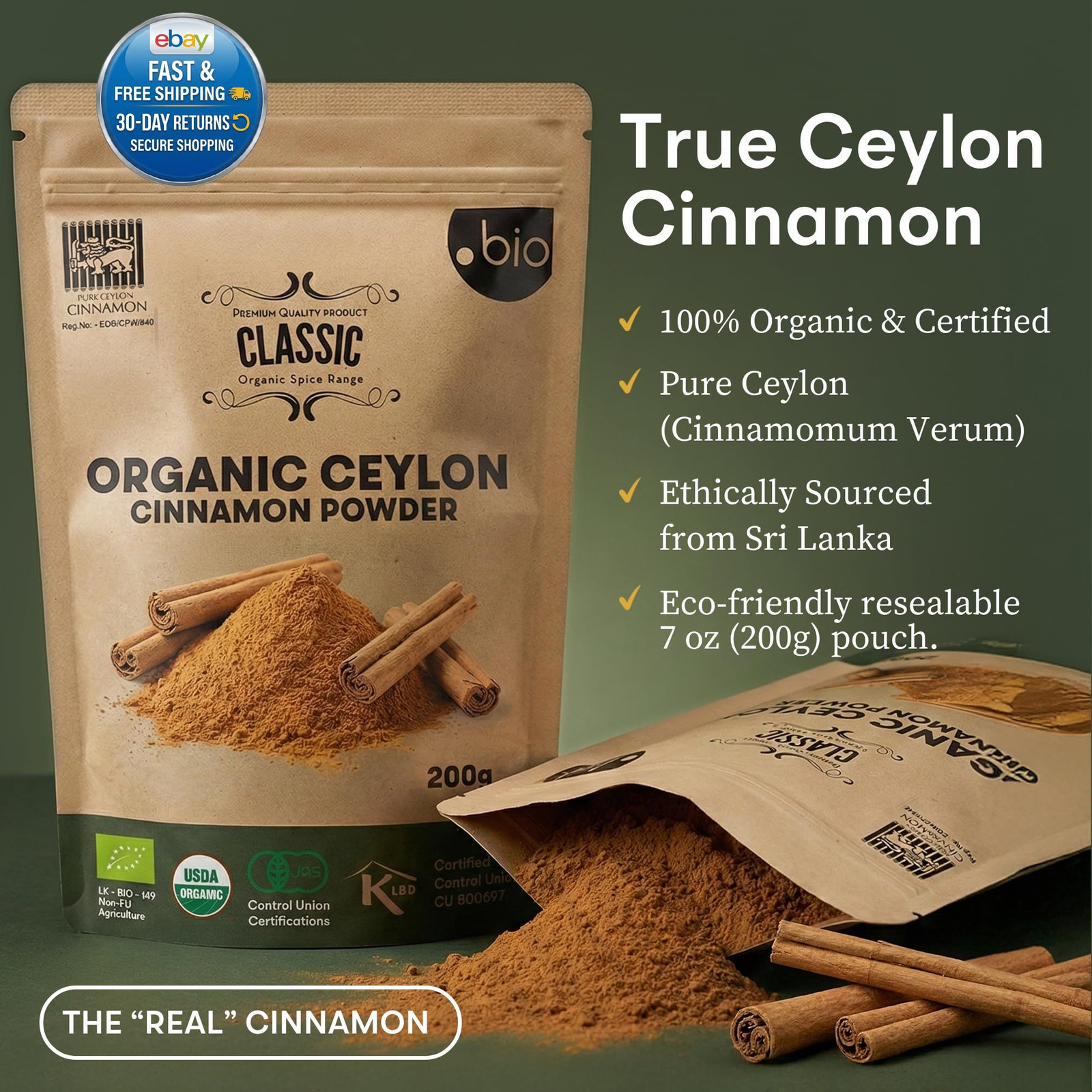 Ceylon Cinnamon Powder | Certified USDA 7 Ounce (Pack of 1)