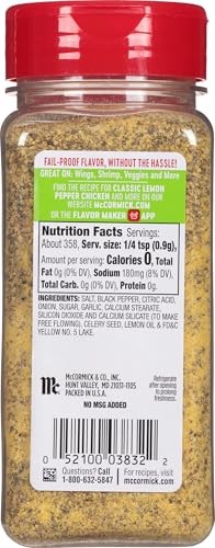McCormick Perfect Pinch Lemon Pepper Seasoning, 11.37 Ounce (Pack of 1)