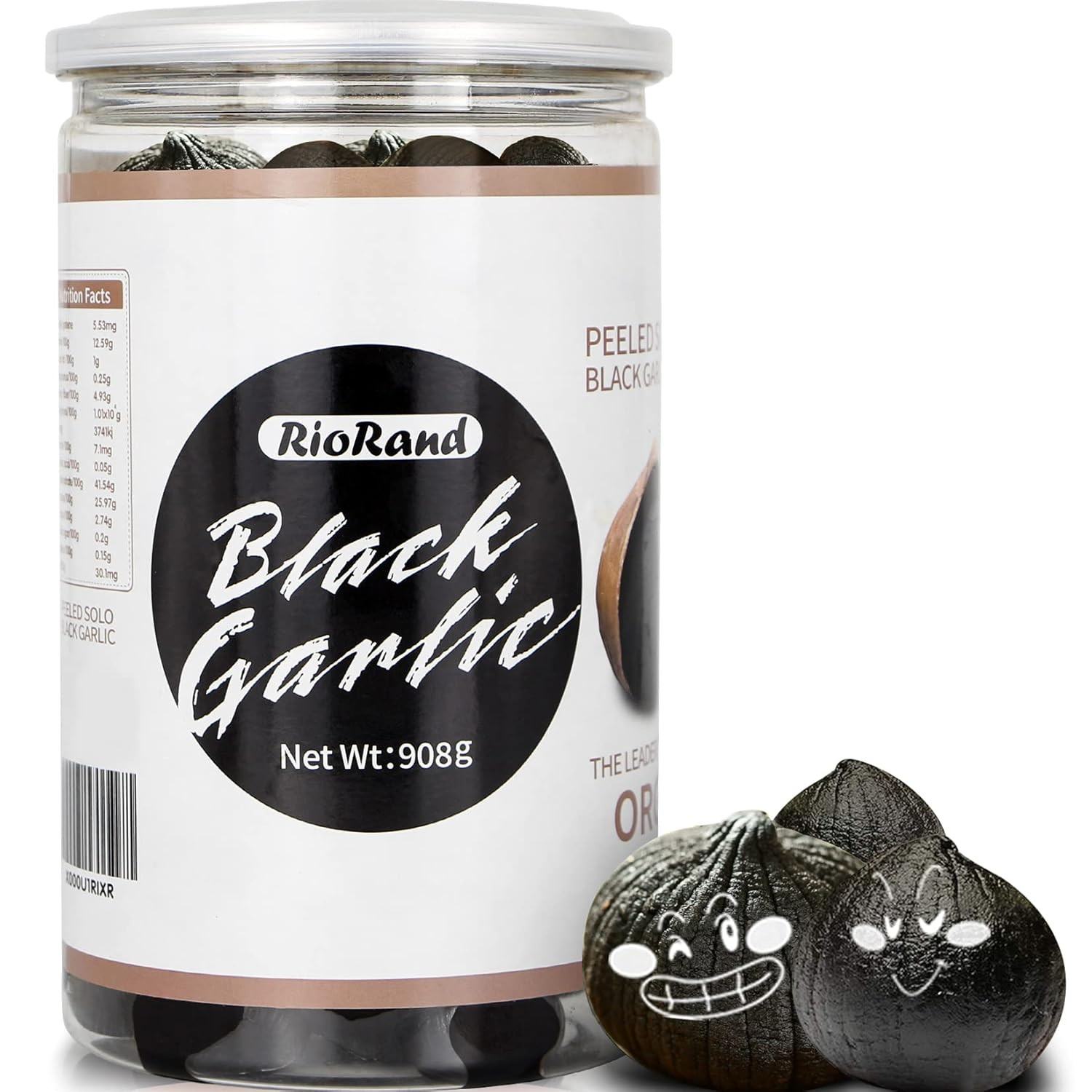 Black Garlic 908g 2 lb Jar Whole Peeled Aged 90 Days Ready to Eat No Preservativ