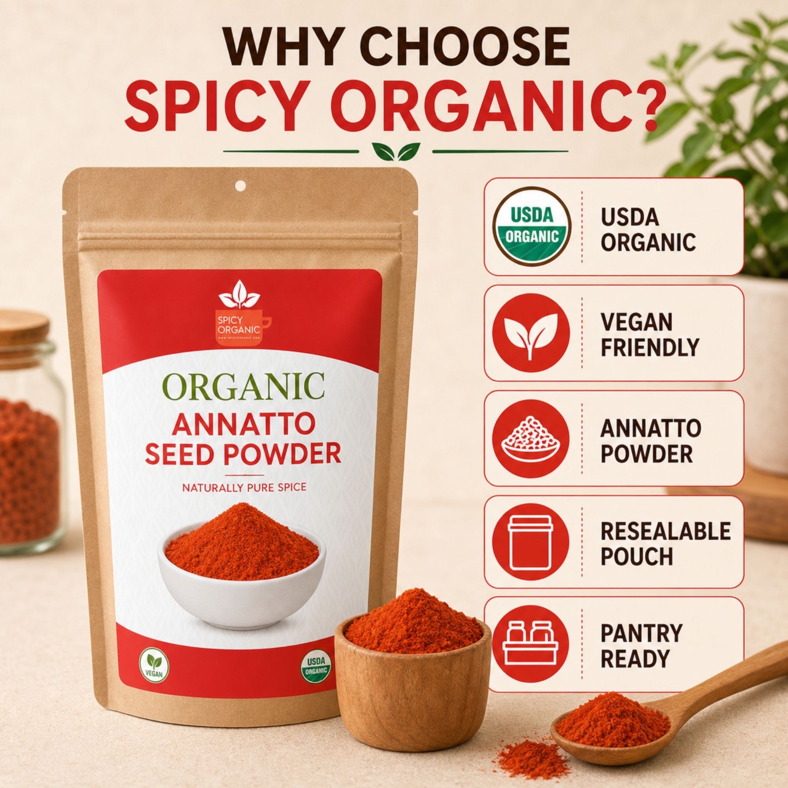 Spicy Organic Annatto Seed Seeds 4 oz | USDA Organic