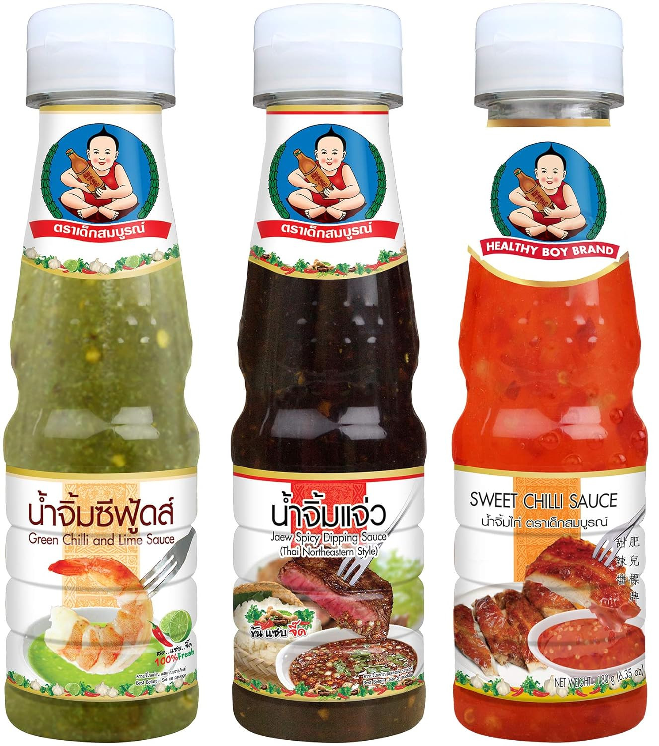 Healthy Boy Thai Variety Dipping Sauce Set (Seafood, Thai Spicy and Sweet Chili)