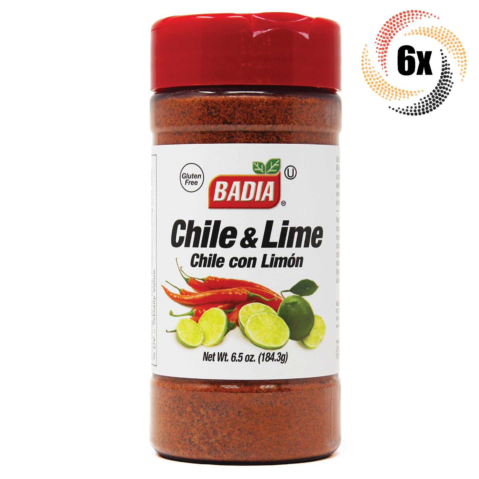 6x Shakers Badia Chile & Lime Seasoning | 6.5oz | Gluten Free! | Chile Con Limon