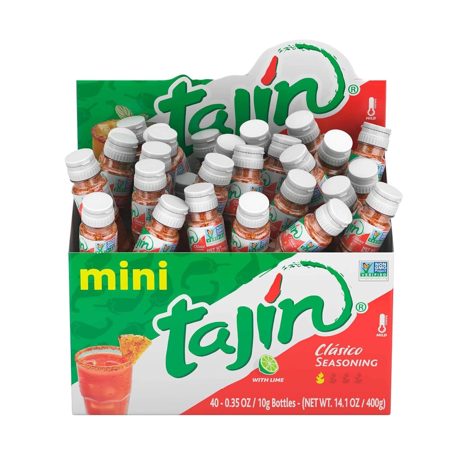 Tajín Clásico Chile Lime Seasoning – 40 Portable Mini Bottles, Flavor Boost!