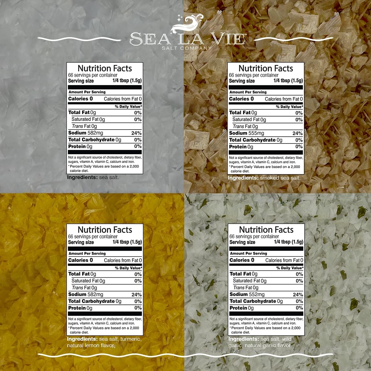 Sea La Vie, Salt Flakes, Set of 4 x 3.5 oz, Variety Pack, Kosher Handcrafted …
