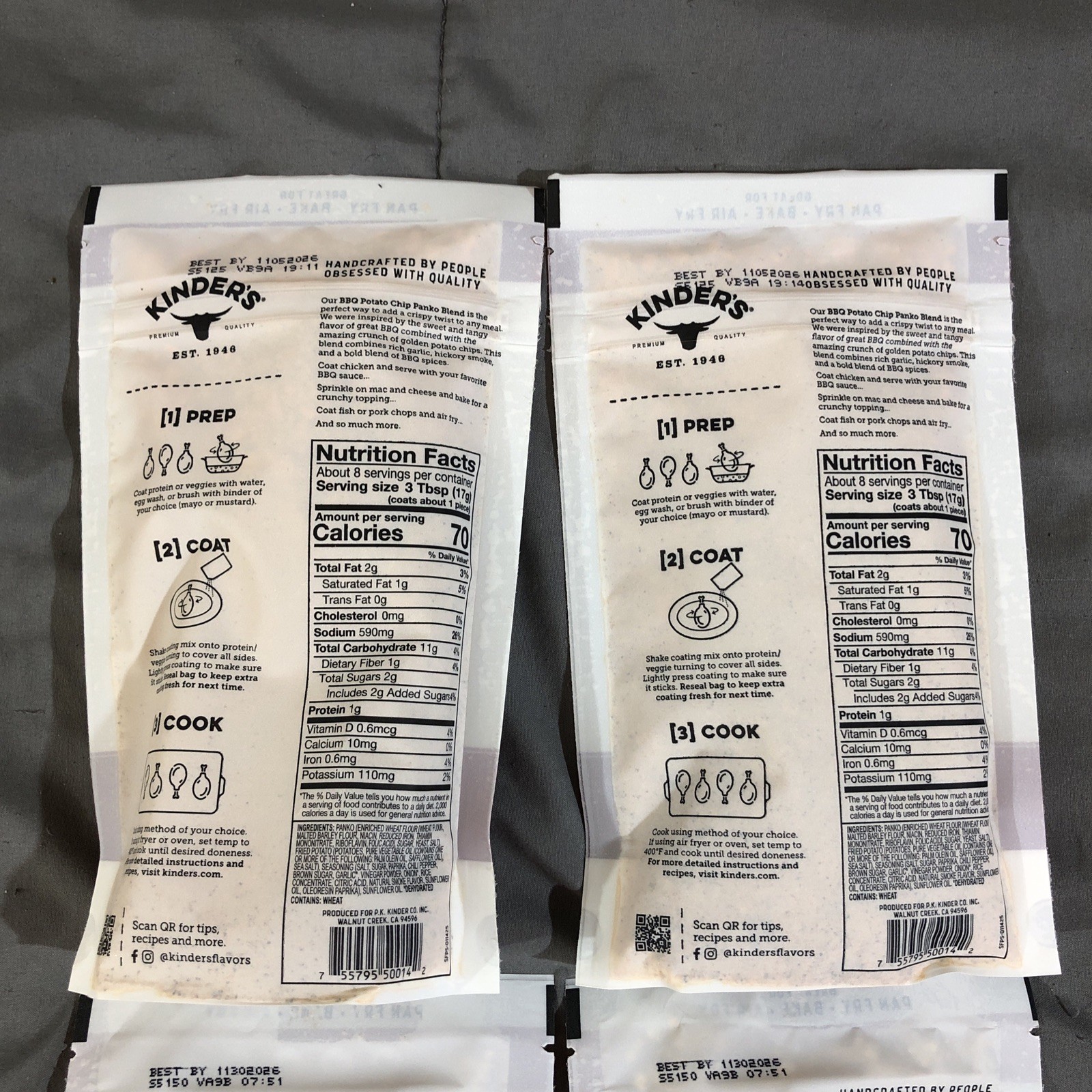 4 PACK – Kinder’s Crispy Panko Blend Coating Mix BBQ Potato Chip & Pretzel