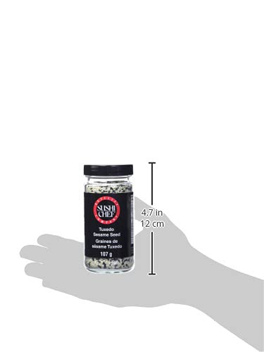 Sushi Chef Tuxedo Sesame Seeds 3.75 Ounce White Black Blend Premium Quality