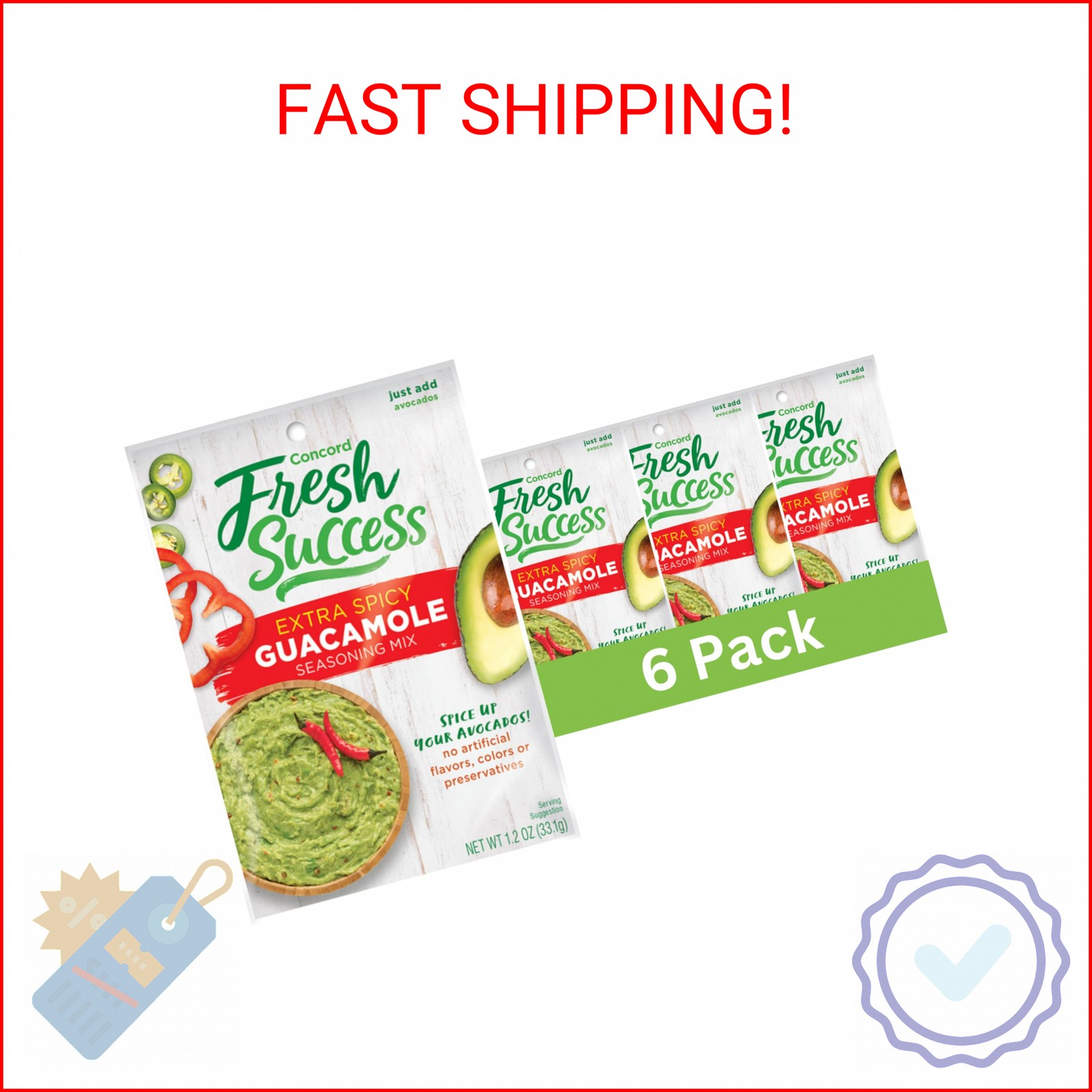 Concord Foods Extra Spicy Guacamole Mix: Bold Heat with Traditional Flavors – Pe