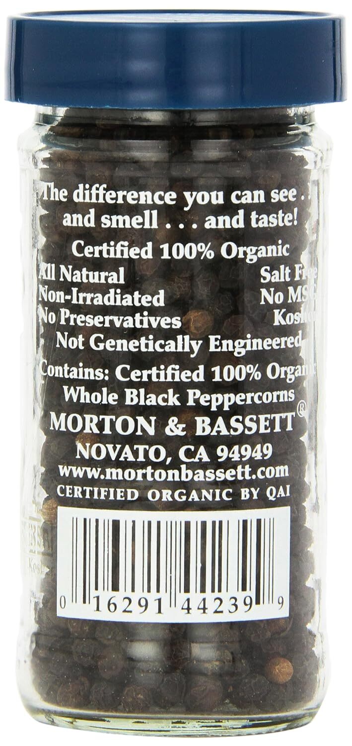Morton & Bassett Whole Black Peppercorns Organic Seasoning 2 Oz