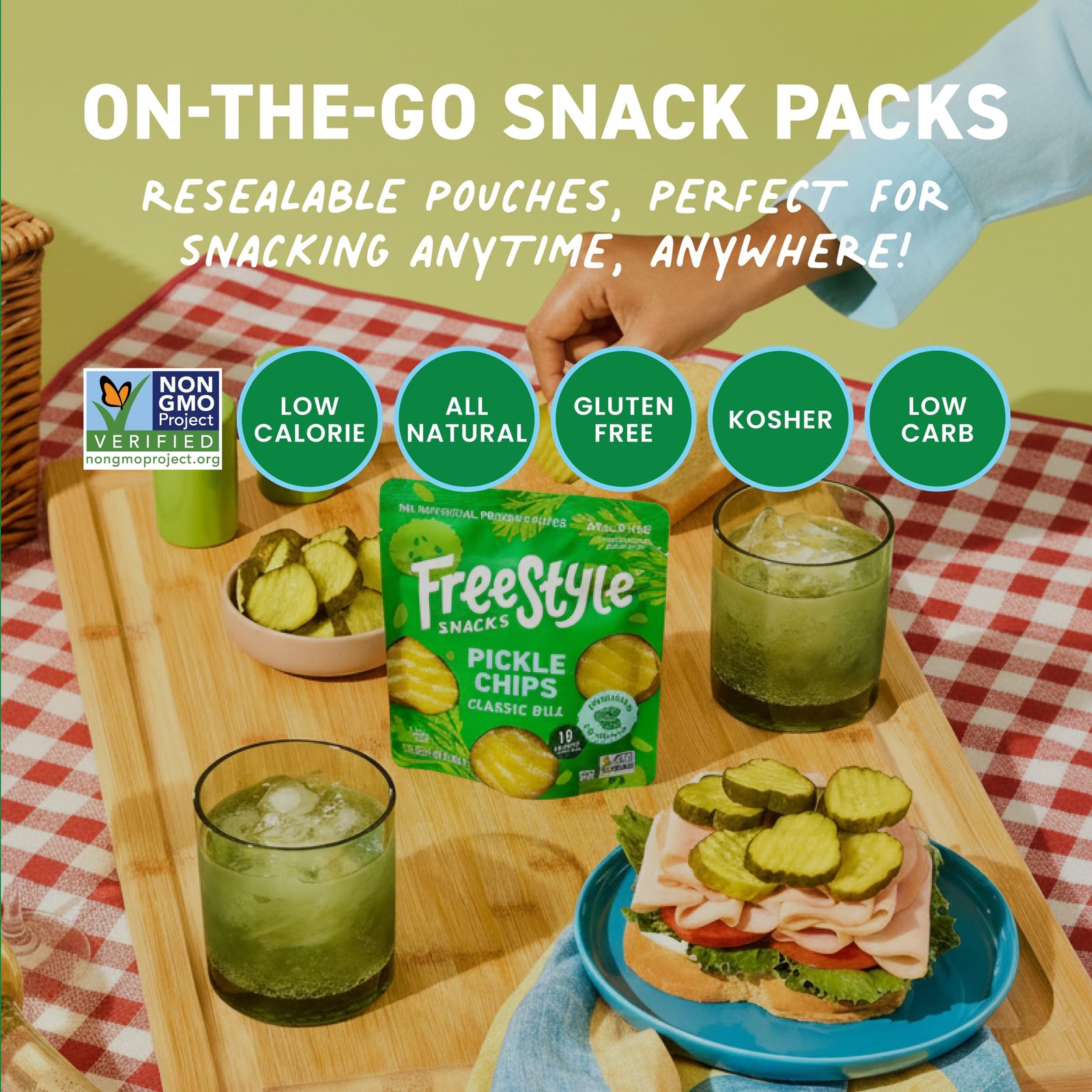 Freestyle Snacks Pickle Chip Snack Packs Classic Dill All Natural, FreshPac…