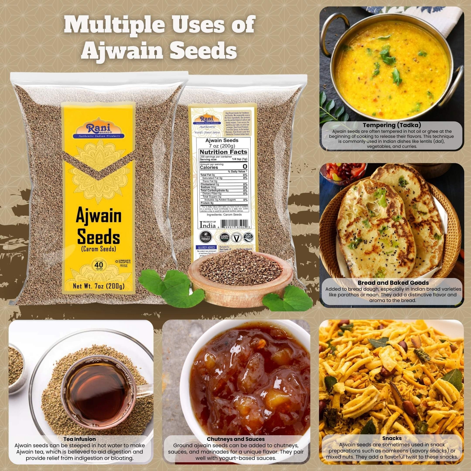 Rani Ajwain Seeds (Carom Bishops Weed) Spice Whole 7oz (200g)