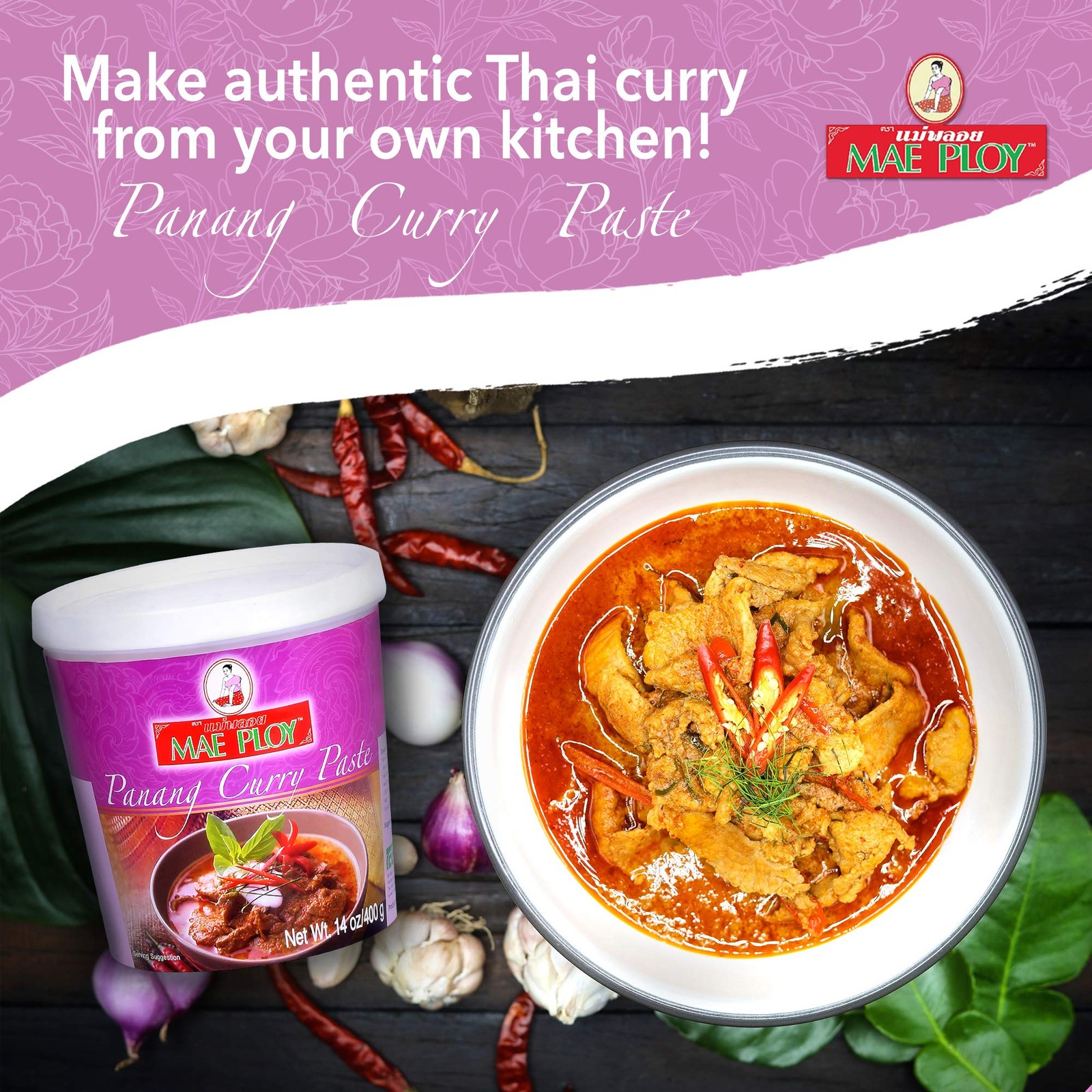 Mae Ploy Panang Curry Paste, Authentic Thai 14 Ounce (Pack of 1)