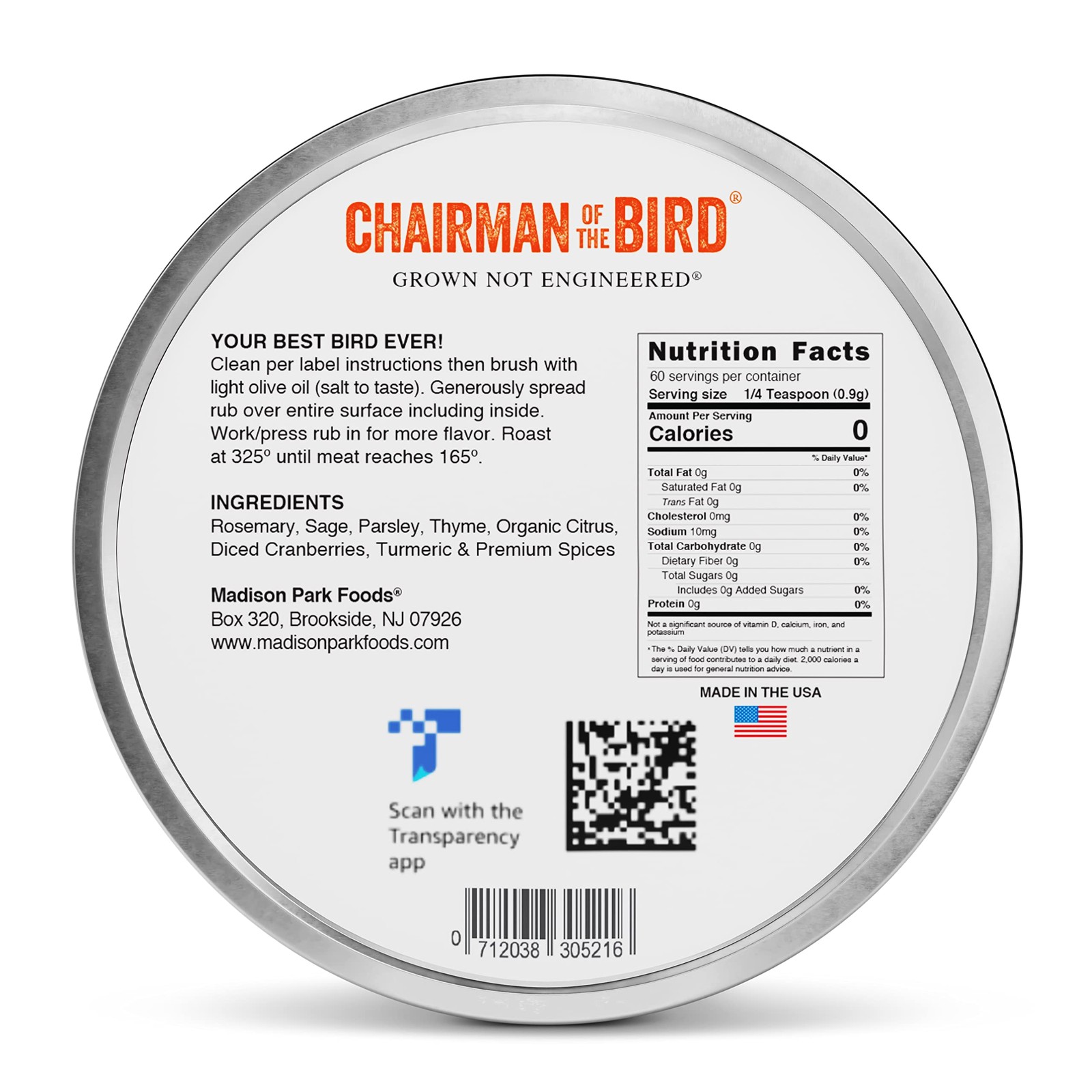 Chairman of the Bird Gourmet Turkey Rub Seasoning – Citrus-Herb Spice Blend –…