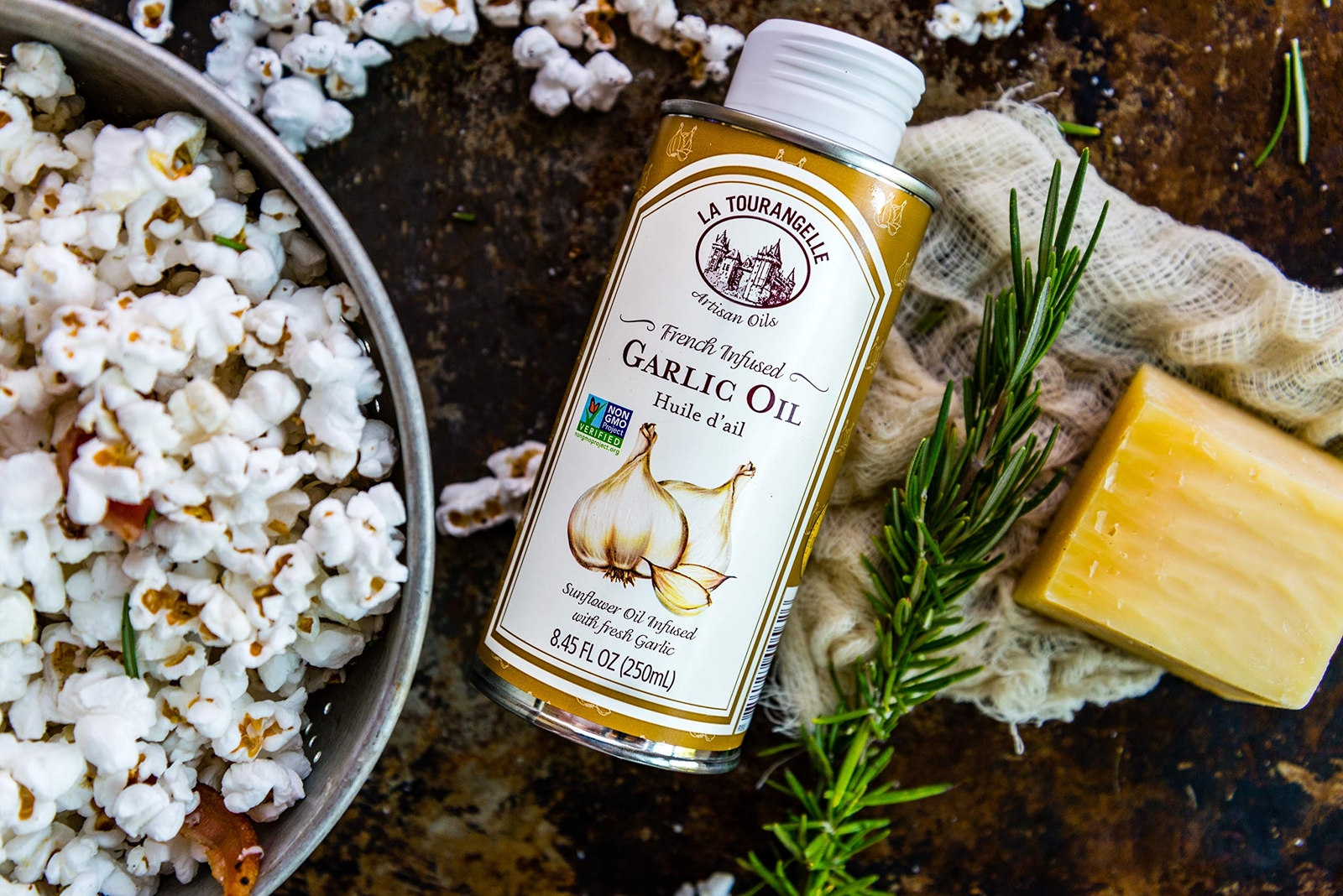 La Tourangelle Garlic Infused Sunflower Oil High Oleic Oil for Cooking Pastas