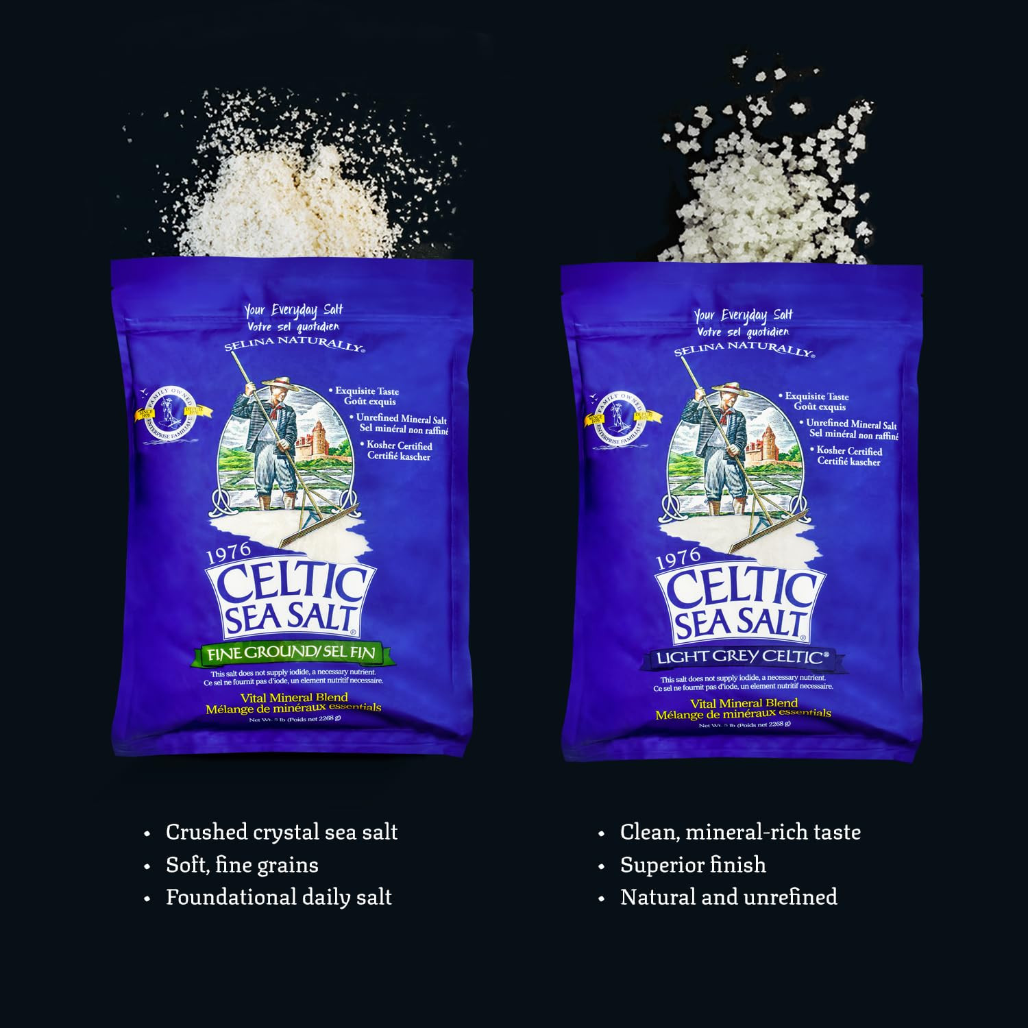 , Light Grey Mineral Sea Salt, 5 lb Resealable Bag Unrefined Hydration, Hand-Har
