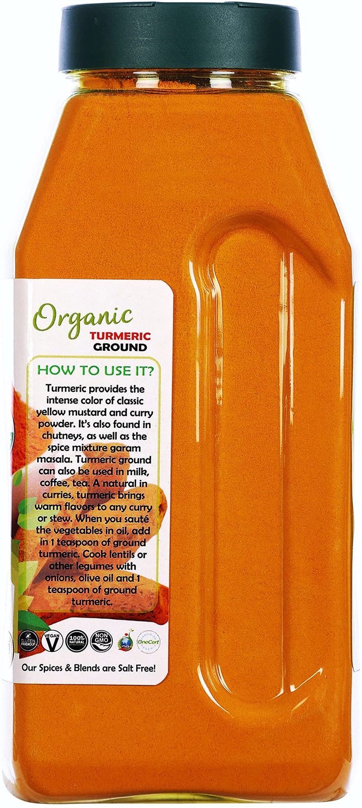 Rani Organic Turmeric (Haldi) Root Powder Spice, (High Curcumin Content) 16oz