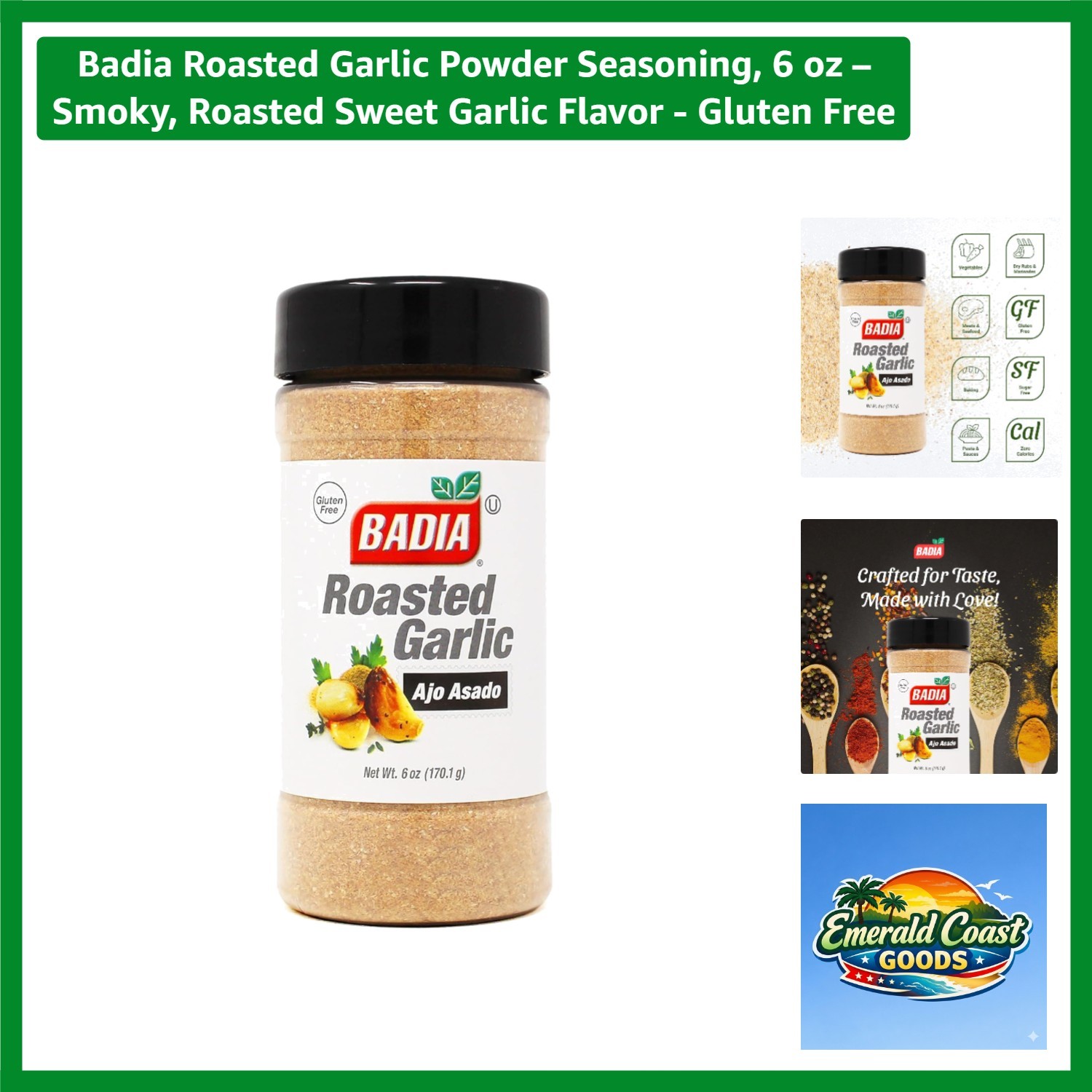Roasted Garlic Powder Seasoning, 6 oz – Smoky, Roasted Sweet Garlic Flavor – …
