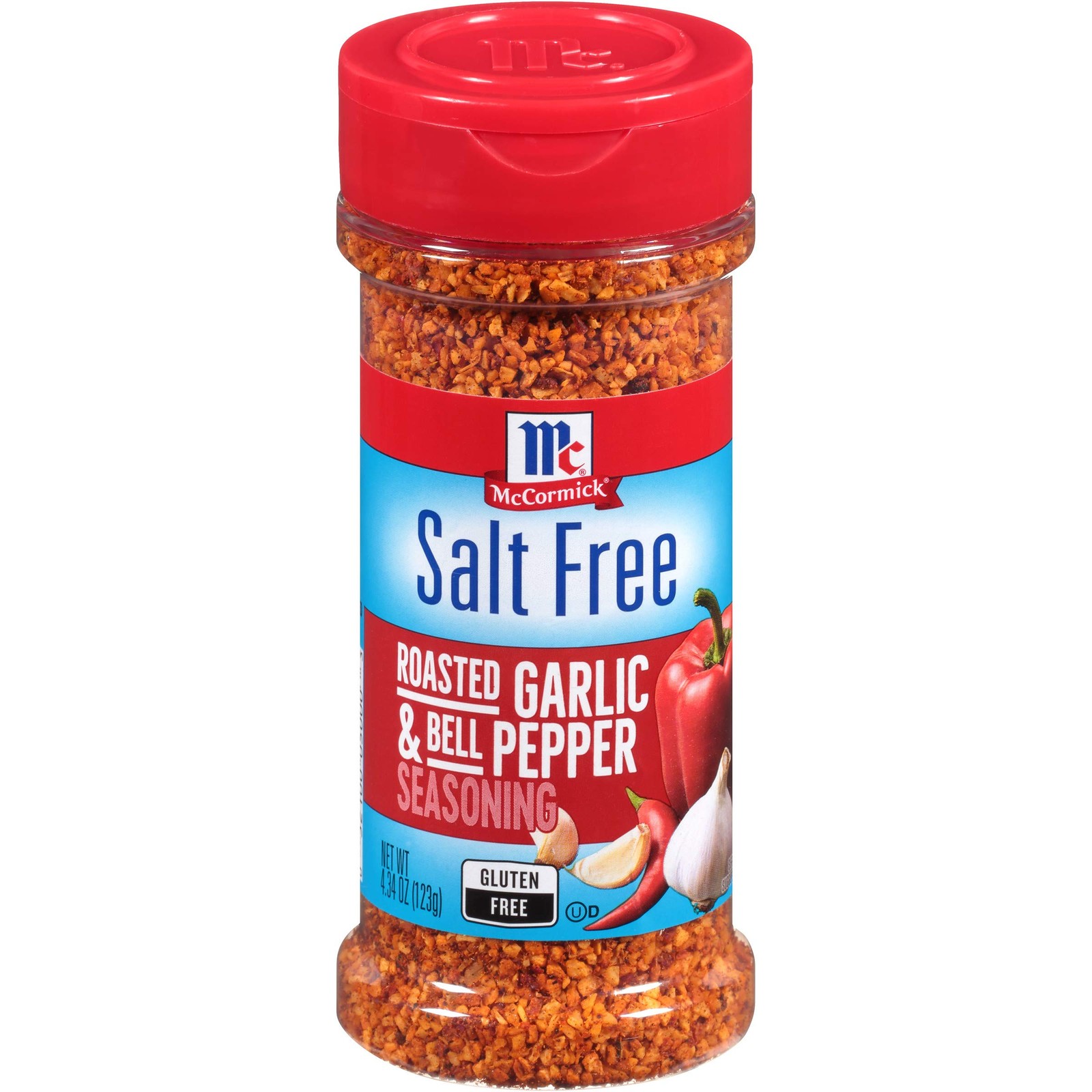 McCormick Salt Free Roasted Garlic & Bell Pepper 4.34 Ounce (Pack of 1), red