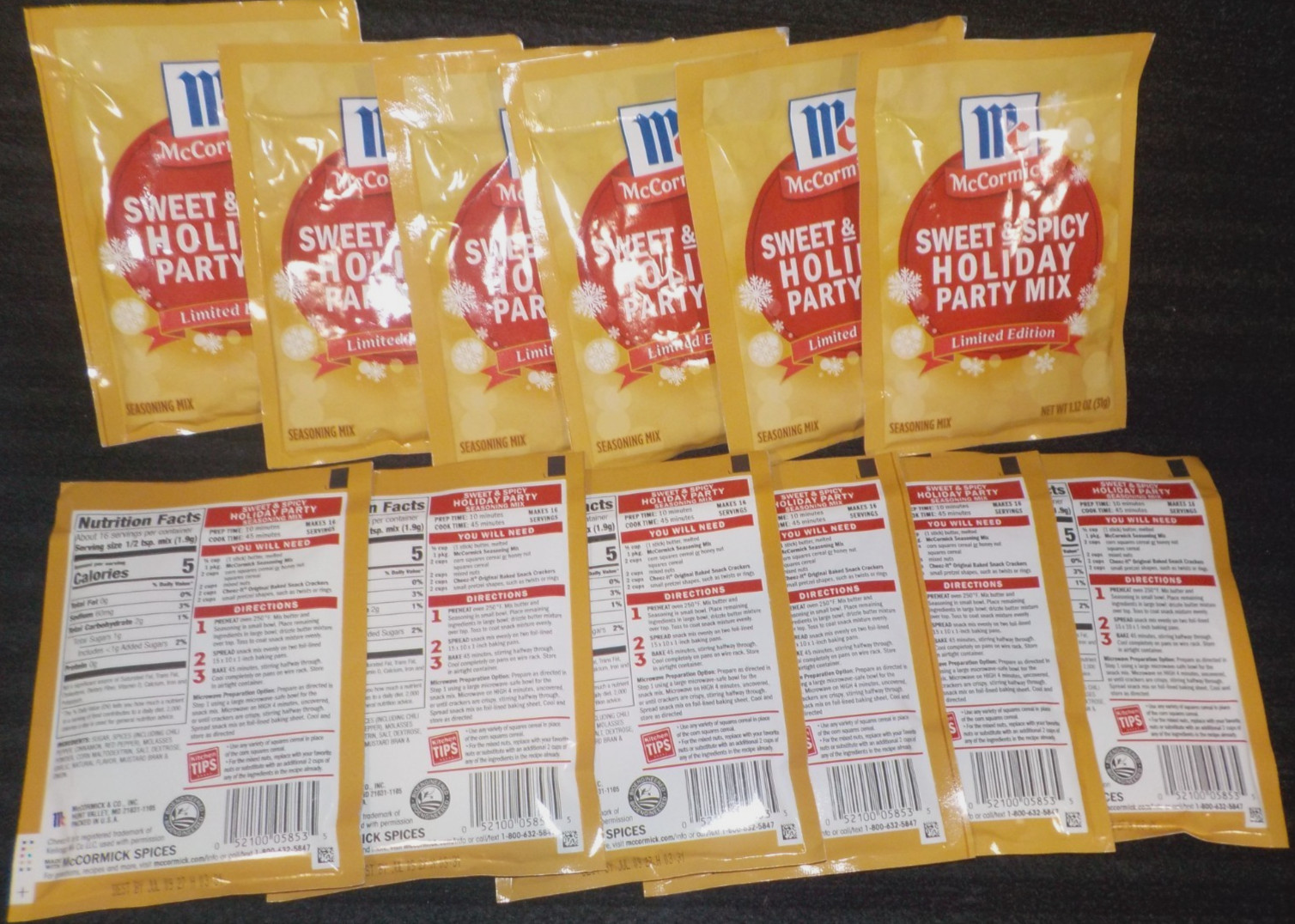 12 pk McCormick SWEET & SPICY Holiday PARTY Seasoning Mix Lmtd Edtn exp 07/2027