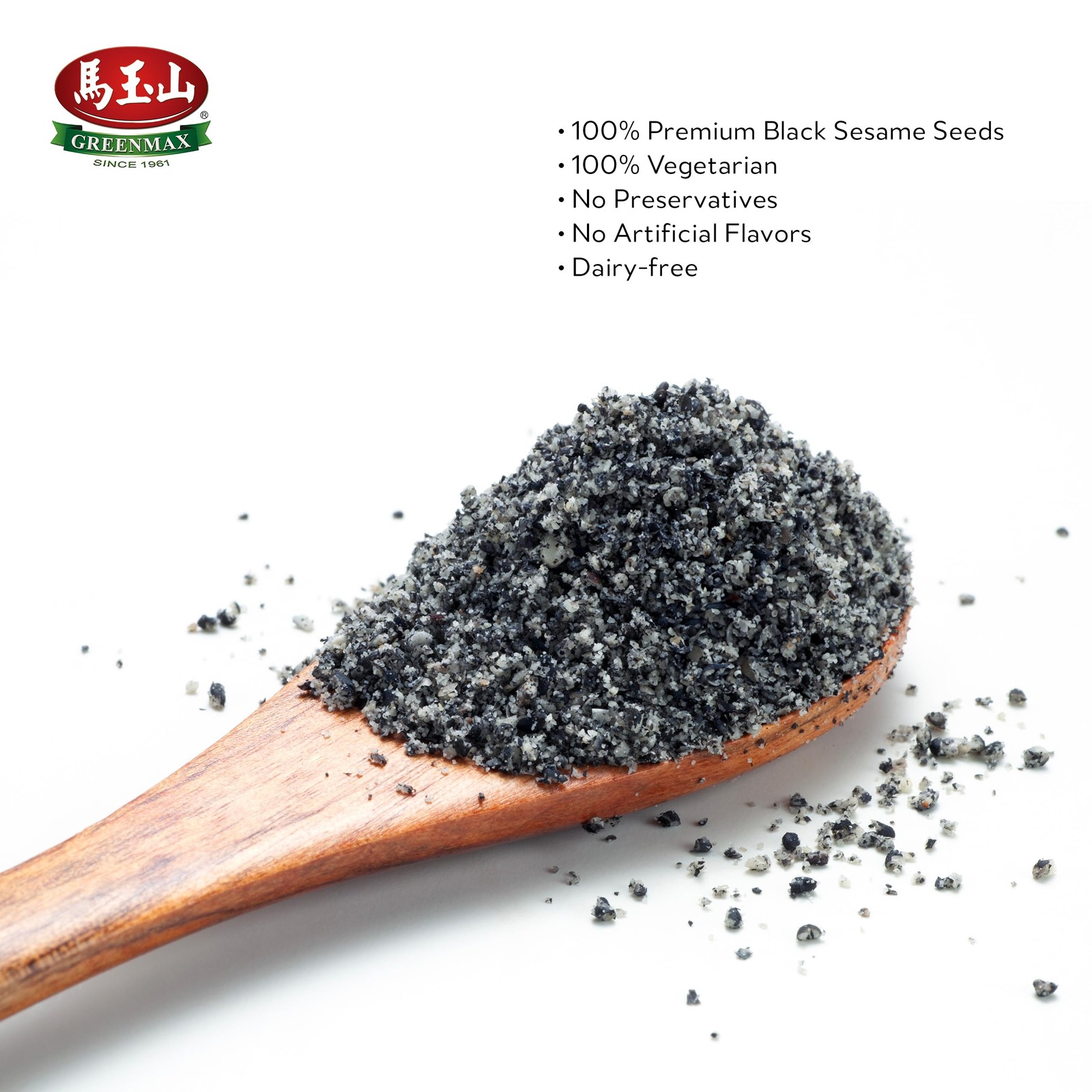 GREENMAX Black Sesame Powder 10.6oz 10.6 Ounce (Pack of 1), Black,Copper