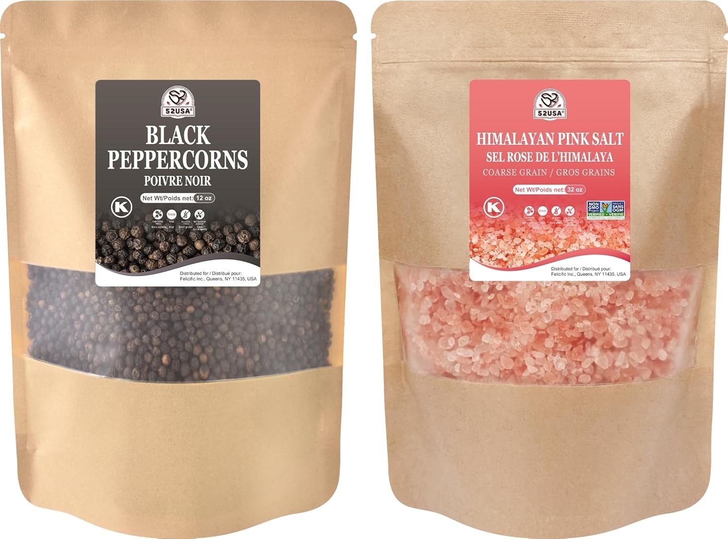 Whole Black Peppercorns 12 oz + Himalayan Pink Salt Coarse Grain 2 lb – Salt …