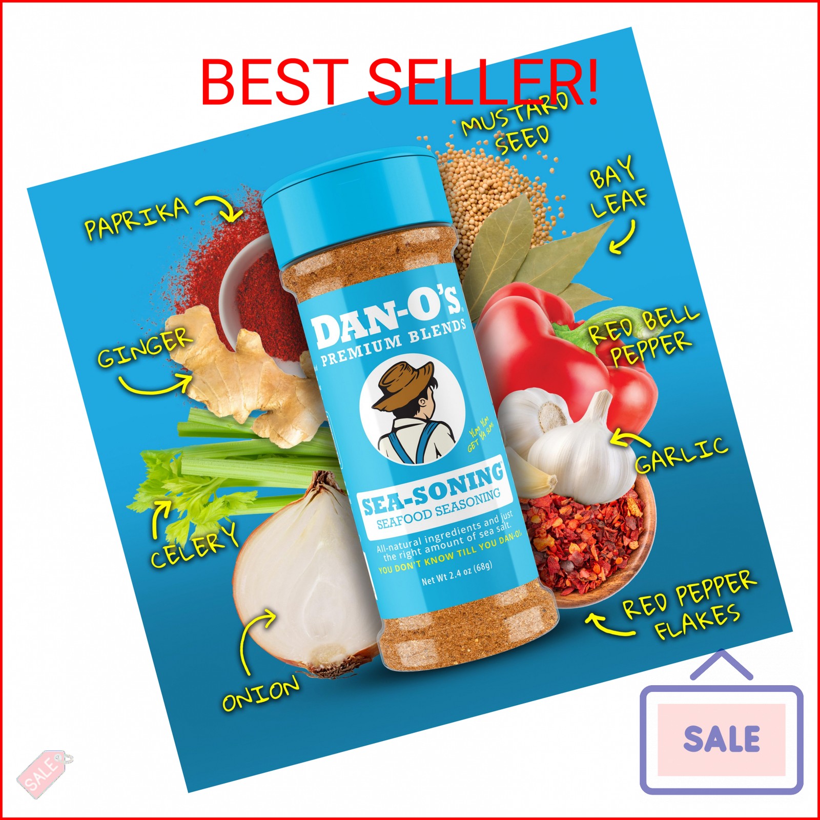 Dan-O’s SEA-soning Seasoning, 2.4 oz Bottle, All-Purpose Seasoning for Fish, Shr