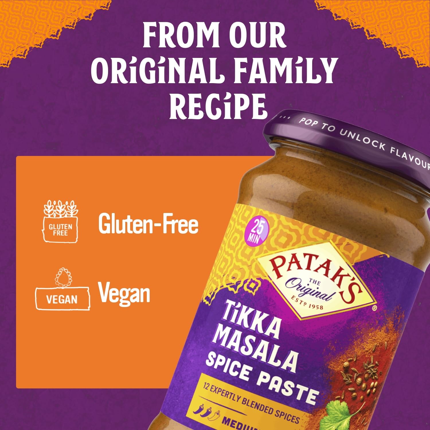 Patak’s Tikka Masala Spice Paste – Medium Indian Curry Paste w/a Blend of Freshl