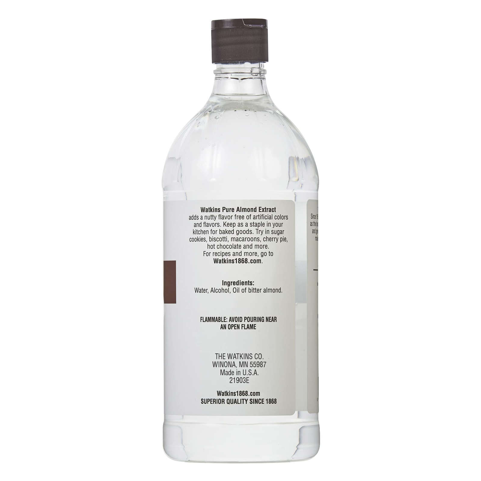 Watkins Pure Almond Extract 32 fl. oz. Economy Sized Bottle 1 Count 21903