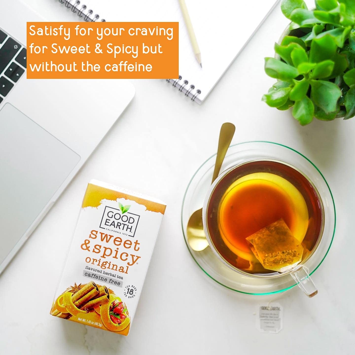 CaffeineFree Sweet & Spicy Herbal Tea, 18 Count, Pack of 6 Bags