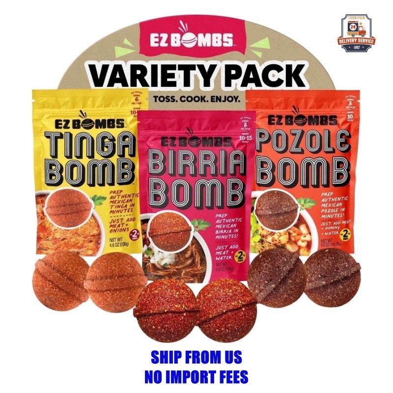 EZ Bombs Variety Pack – Pozole, Tinga & Birria Bomb Seasonings – Authentic Mexic