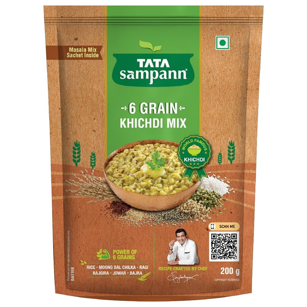 Tata Sampann 6 Grain Khichdi Mix, Instant Ready to Cook Mix, 200g